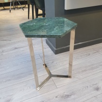 Ex-Display: Hex Side Table - Verde Guatemala Marble, Shiny Brass